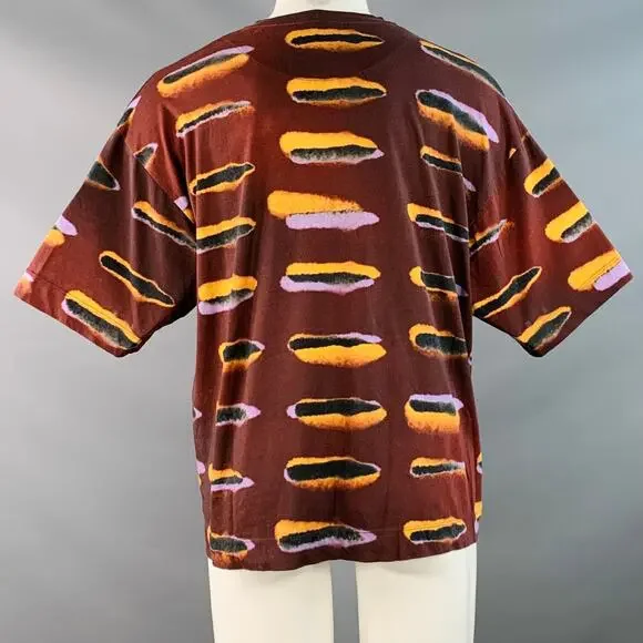 S Burgundy Orange Purple Abstract Cotton Oversized T-shirt